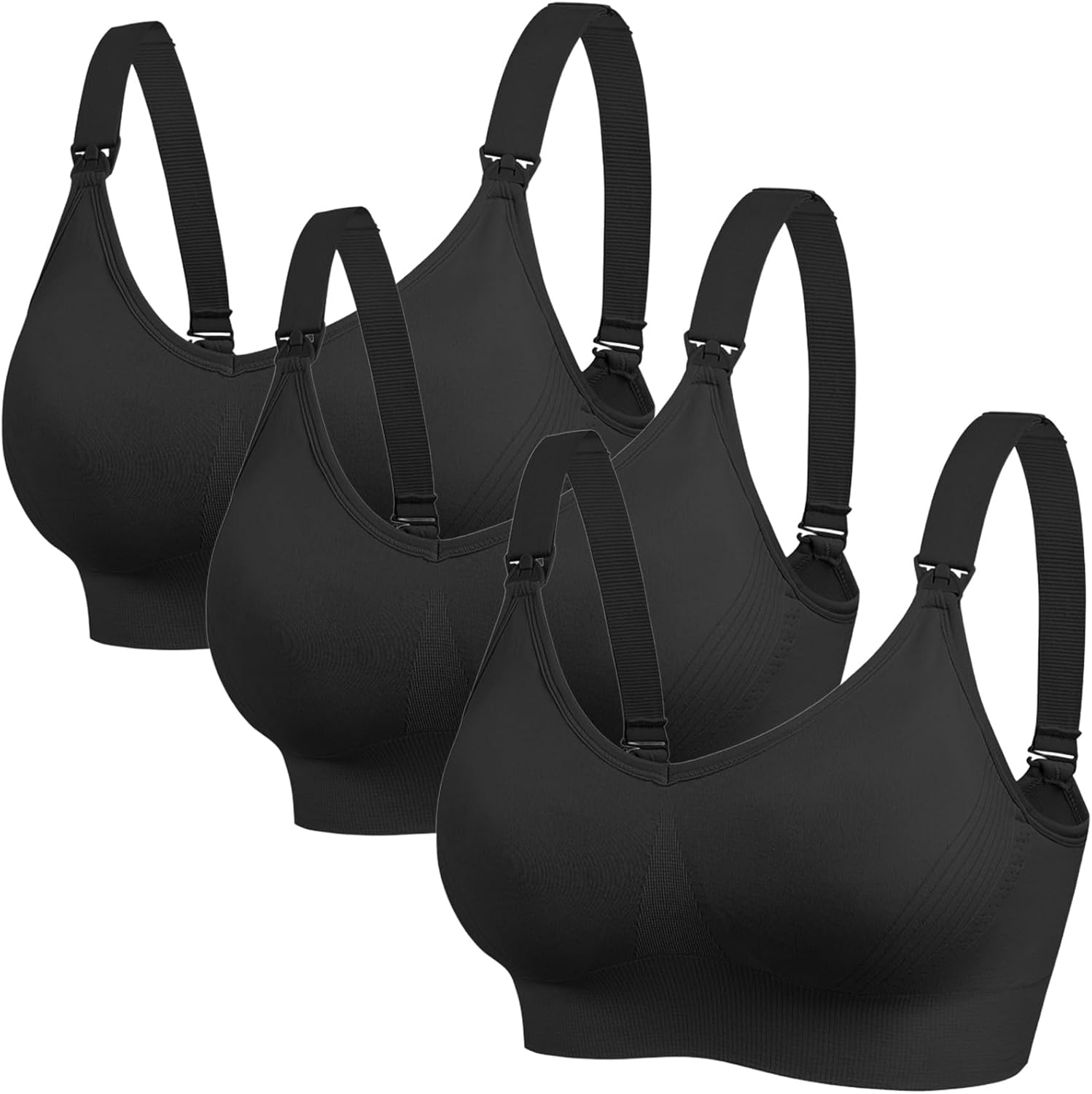 Dress Cici Premium Nursing Maternity Bra - Full Coverage V Neck Wirefree, 3 Pack