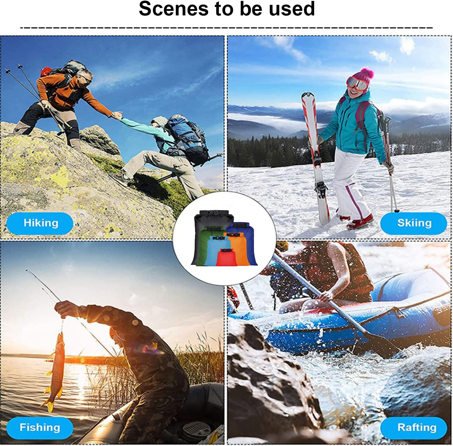 6 PCS Dry Bags Waterproof Dry Bag Set Dry Sack Small Dry Bags Rucksack Liner Black and Multi-Color Canoe Bags Water Resistance for Camping Hiking Backpacking Kayaking Home Storage, Multi-Color,