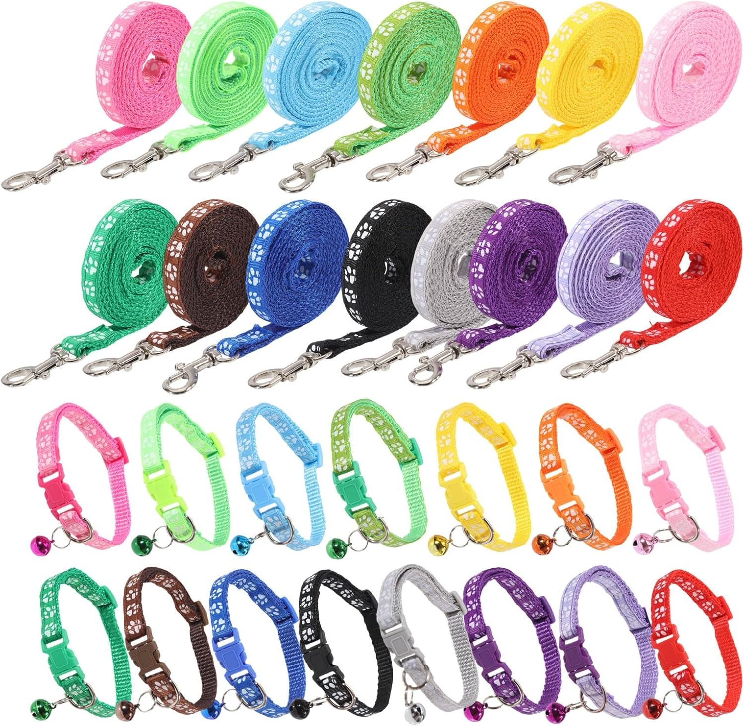 FREEBLOSS 30 Set Dog Collar and Leash Set Adjustable Puppy Collars Soft Polypropylene Identification Collar for Little Dog Walking Training with Hook and Buckle 15 Colors image number 3