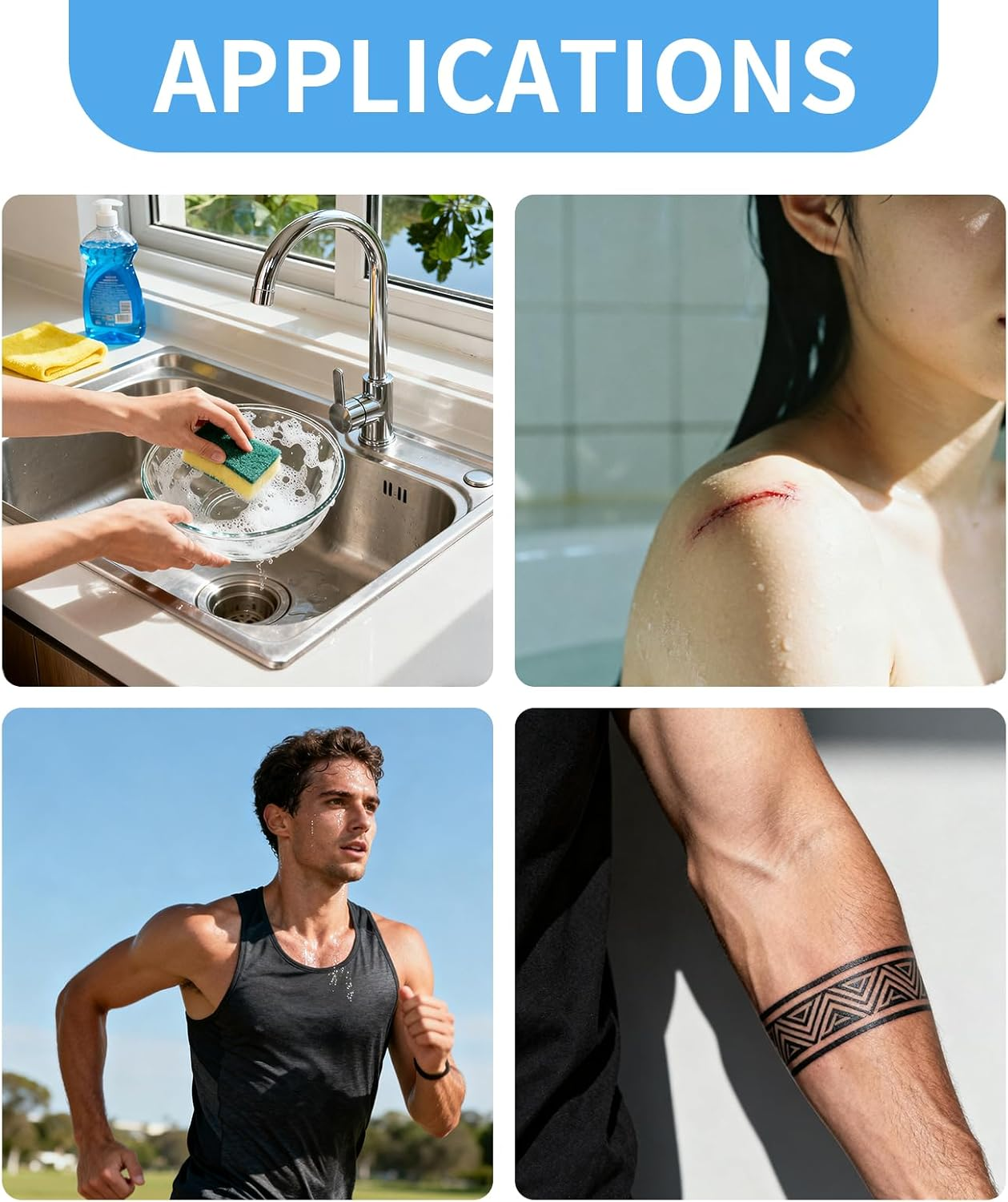 2Pcs Second Skin Roll, Second Skin Tattoo Wrap, Waterproof Transparent Film, Suitable for Initial Tattoo Recovery Care, Swimming and Shower image number 4