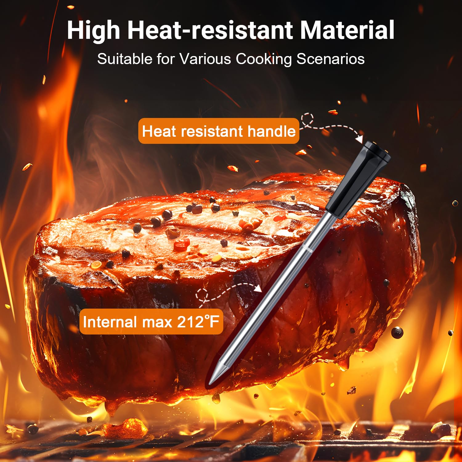 Dual Probes Bluetooth Meat Thermometer, INSMART 330FT Range Wireless Meat Thermometer with LCD Screen, Smart APP Cooking Probes for BBQ Oven Grill Smoker Kitchen Air image number 5