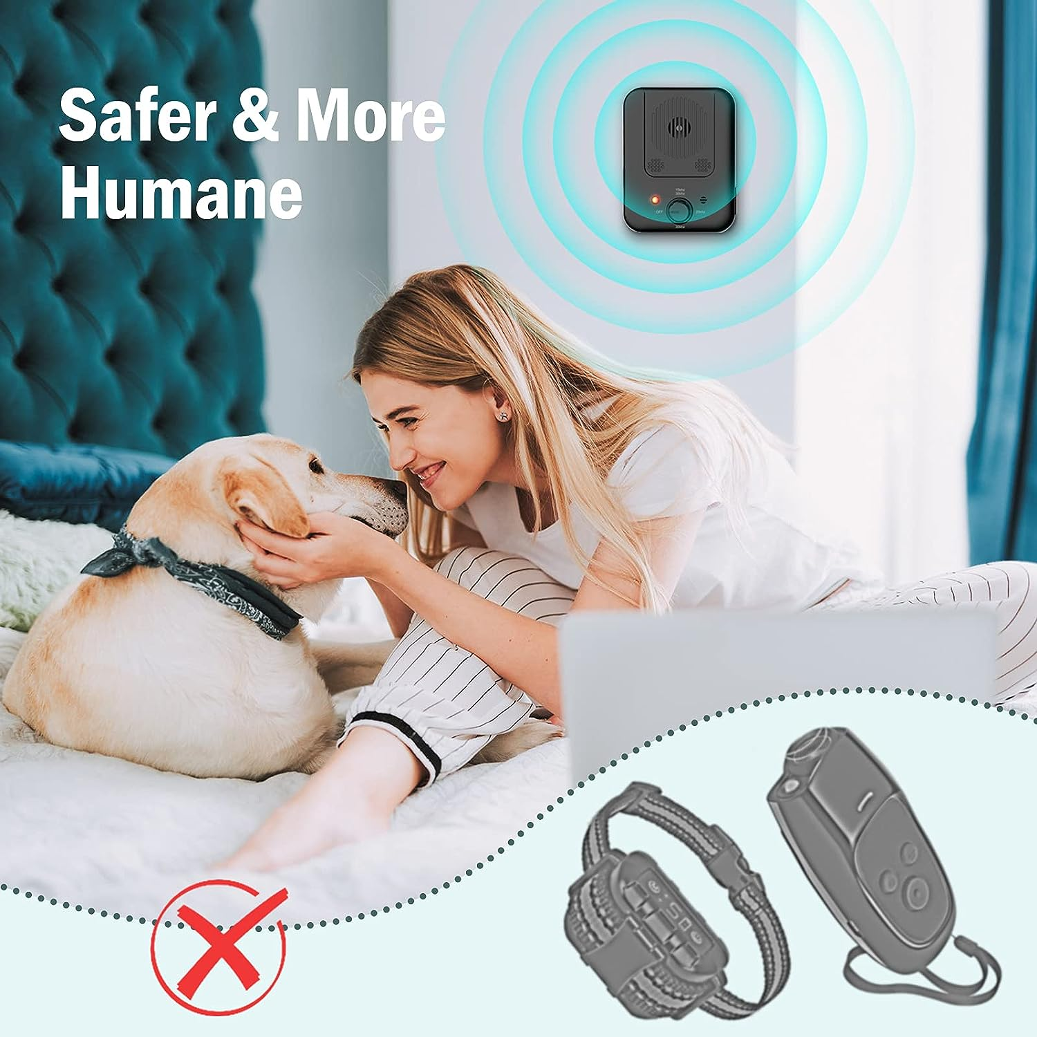 Stop Dog Barking Device, Automatic anti Barking Devices for Dogs 33 FT, Ultrasonic Rechargeable Waterproof Dog Barking Control Deterrent Stopper Dog Training Tool Indoor/Outdoor Safe for Most Dogs image number 1