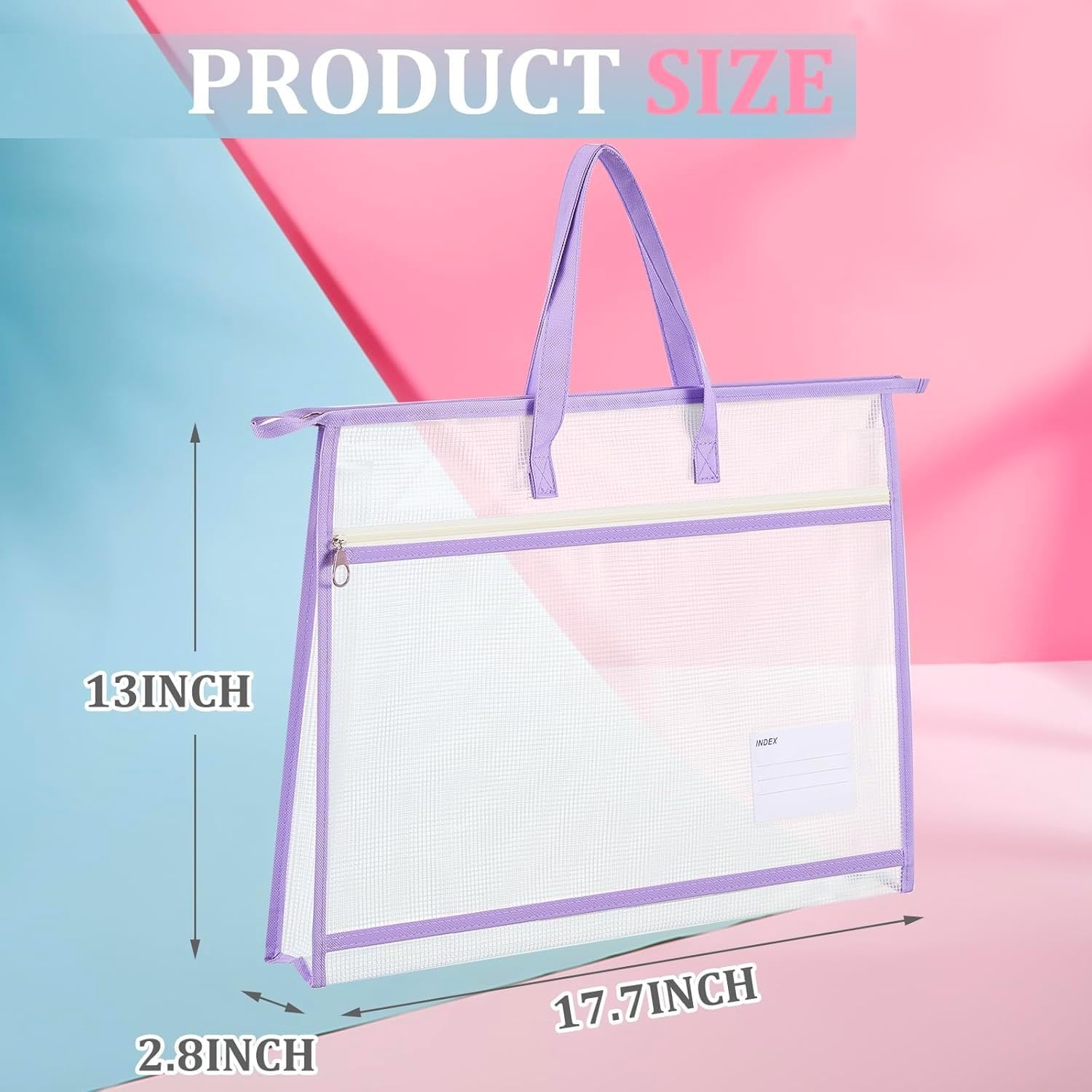 3 Pcs A3 Project Bag Mesh Zipper Pouch for Quilting Craft Storage for Quilters Clear Mesh Design Art Supply Bag Artwork Storage Organize for Artworks Charts and Teaching Material Multipurpose image number 2