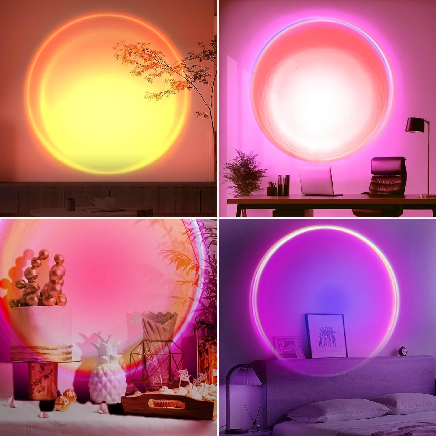 Sunset Lamp,Led Sunset Light,16 Colors Changing APP Control Sunset Lamp Projector,Sunlight Lamp Rainbow Night Light Projector for Room Photography Party (16 Color APP)