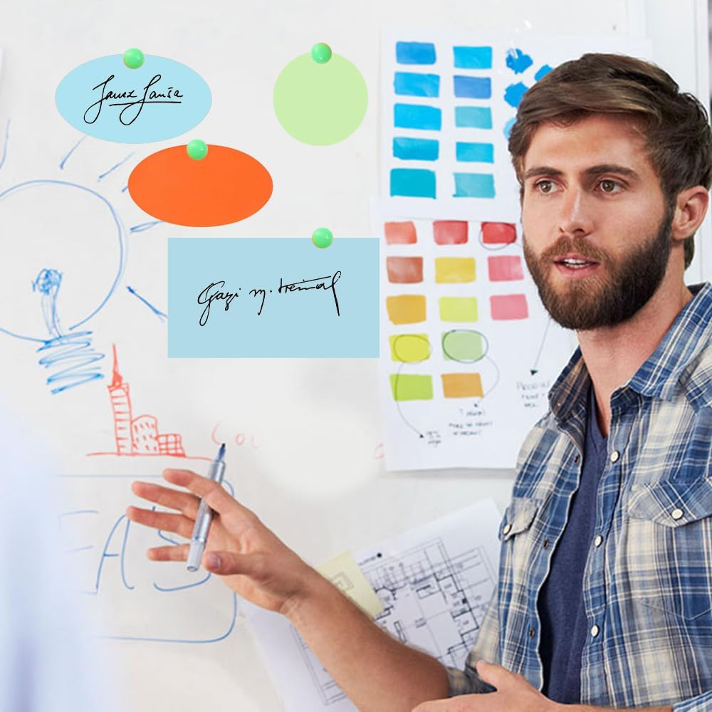 Set of 360 Presentation Cards, 6 Colours, Round, Oval and Rectangular, Presentation Case, Teacher Supplies for Office, School, Presentation and Moderation image number 1