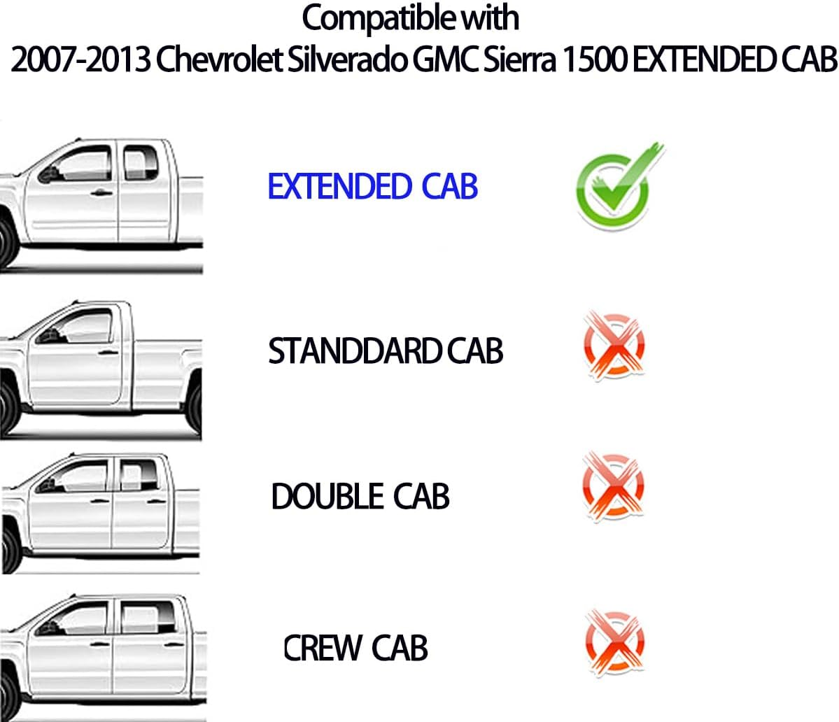 Tape on Window Visors Rain Guards for 2007-2013 Chevrolet Silverado & GMC Sierra 1500/2500HD/3500HD Extended Cab,Side Window Deflectors Vent Visors,Easy Install,Car Accessories for Weather Protection image number 3