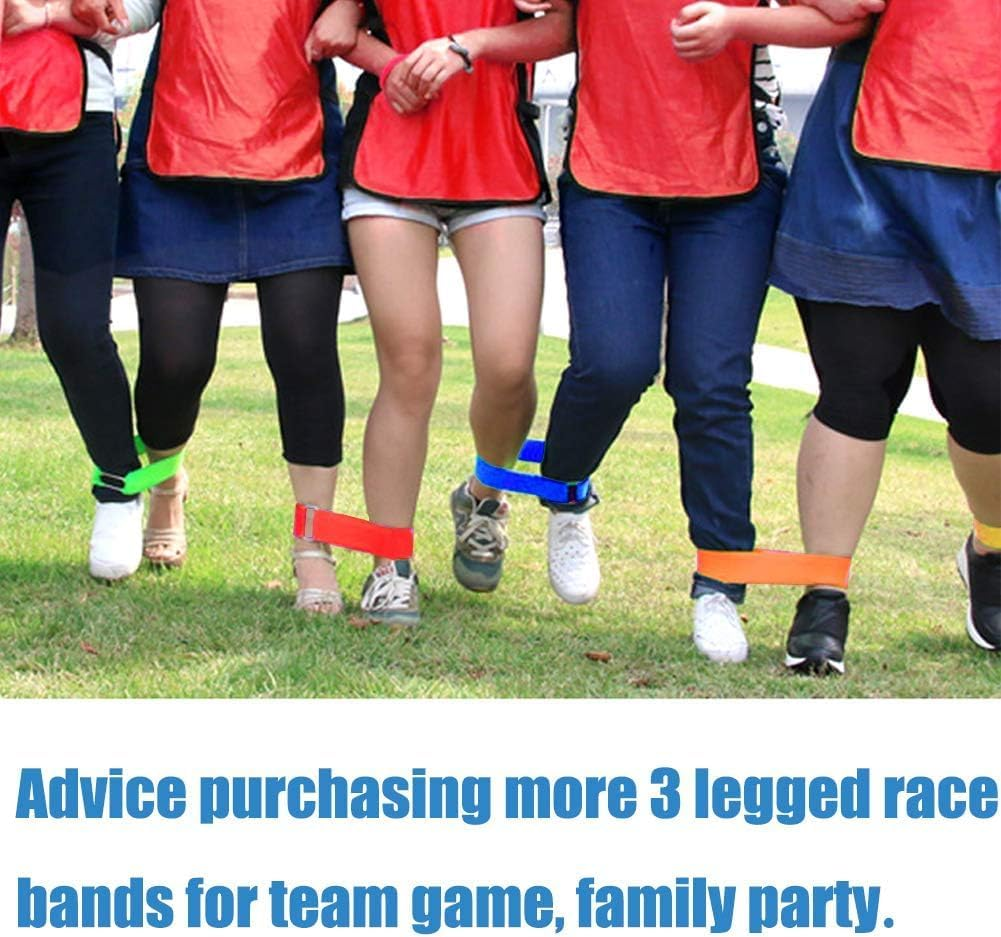 3 Legged Race Bands, 8 PCS Three Legged Race Durable Firm Elastic Tie Rope Colorful 3 Leg Race Band for Kids Adult Outdoor Fun（8 Colors） image number 1