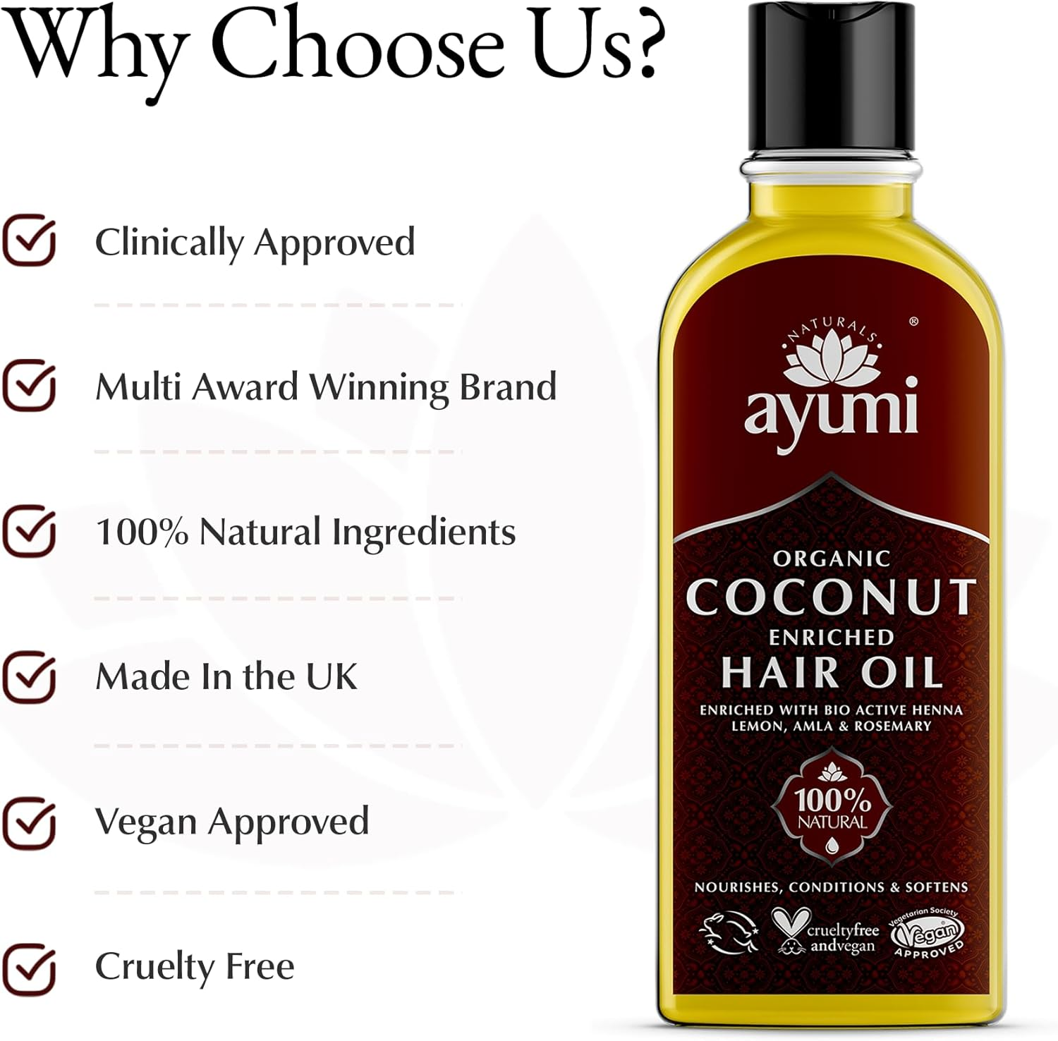 Ayumi Organic Coconut Enriched Hair Oil 1 X 150Ml image number 5