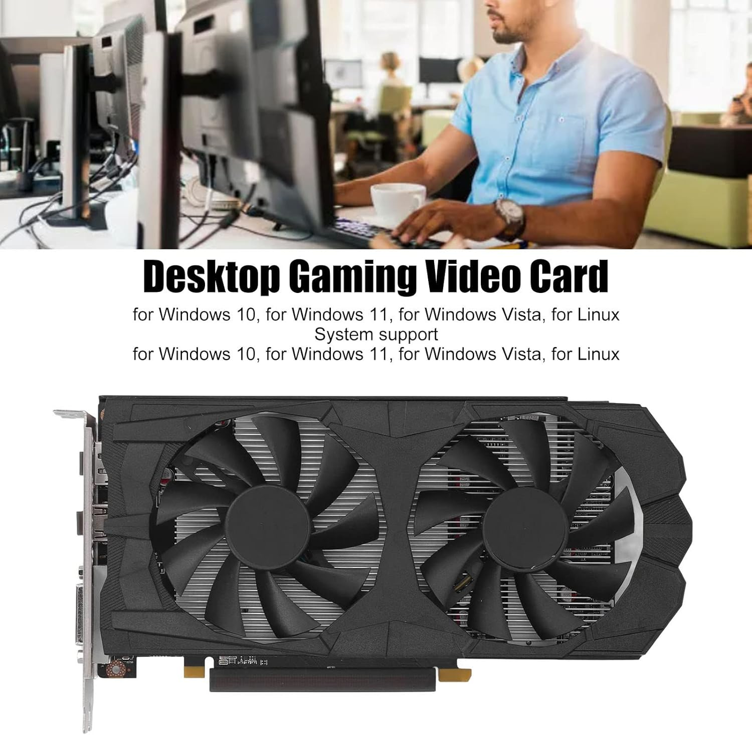 RX580 8GB 256BIT DDR5 Graphics Card, Desktop Video Card with PCIE 3.0 16X Slot, HDMI, DVI, DP, Cooling Dual Fans (RX580 8G D5) image number 1