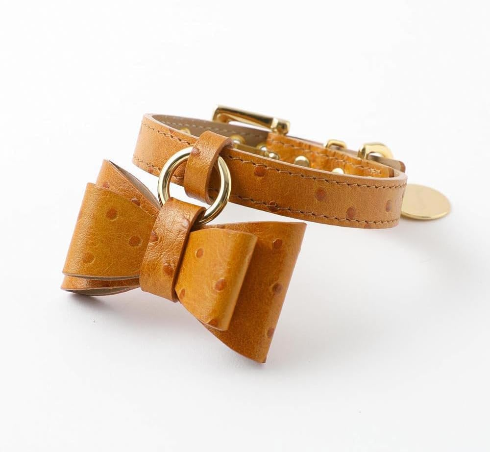 Moncheri Moncheri Dog Collar, Austrian Leather Ribbon Pendant Collar/Camel/M, Cute, Fashionable, Popular, Brand, Toy Poodle, Chihuahua, Small Dogs, Medium Dogs image number 4