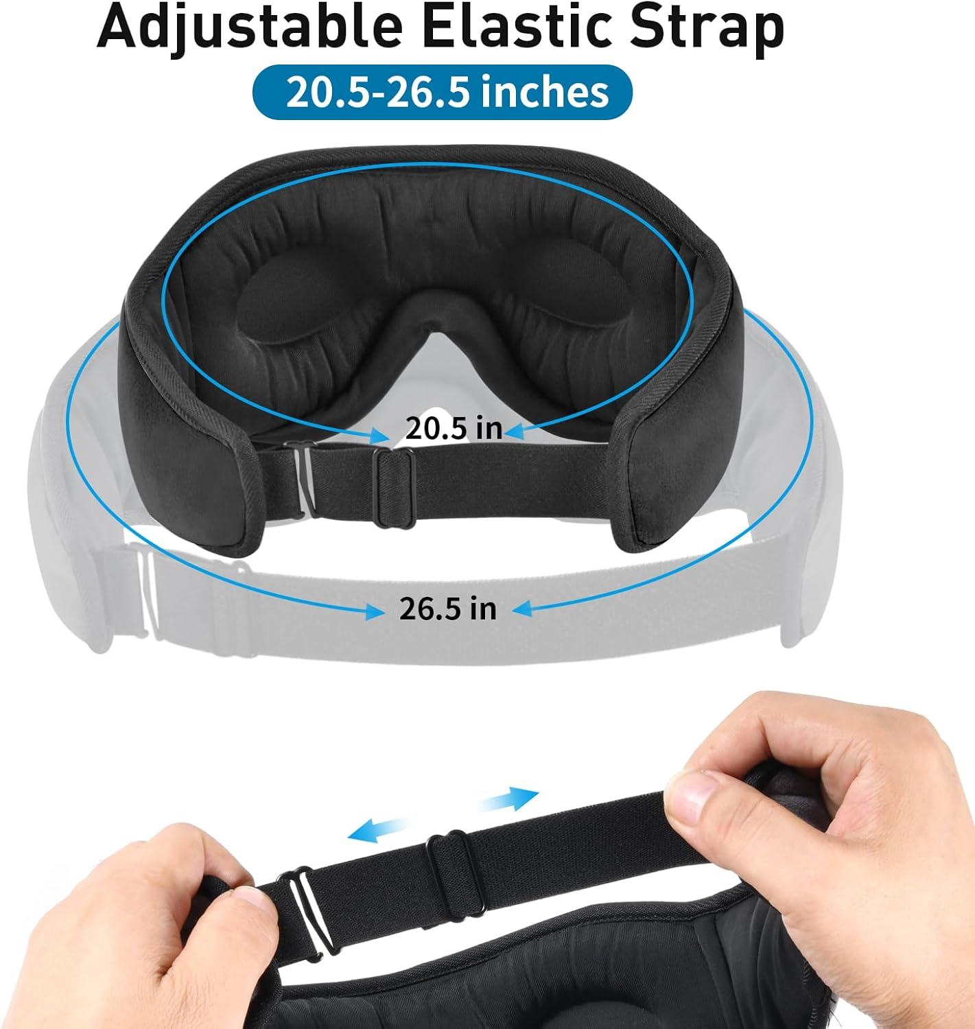 Sleep Headphones Mask, Music Eye Mask with Microphone Built-In HD Speakers, 3D Wireless Music Sleeping Headphones Sleep Eye Mask for Men Women, Zero Eye Pressure 3D Soft Eye Shade Cover for Travel (Black) - Grey image number 2