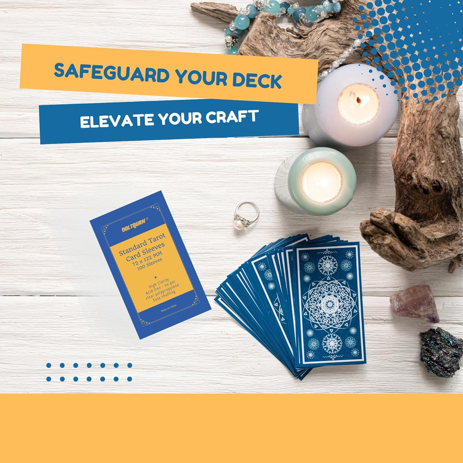 72X122 Mm Card Sleeves - Premium Protective Sleeves for Standard Tarot Decks, Durable Clear Non-Glare Finish, Fits Most Tarot Cards image number 1