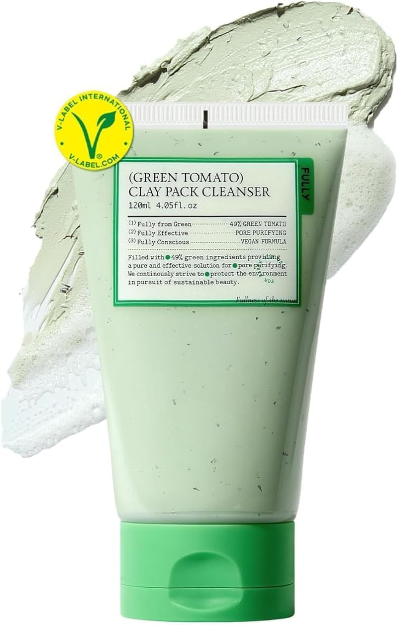 FULLY Green Tomato Clay Mask Cleanser, Pore Purifying with 49% Green Tomato Extract, Sebum & Clogged Pore Care, Exfoliation, Fragrance-Free, Vegan & Dermatologically Tested, 4.05 Fl.Oz 120Ml image number 1