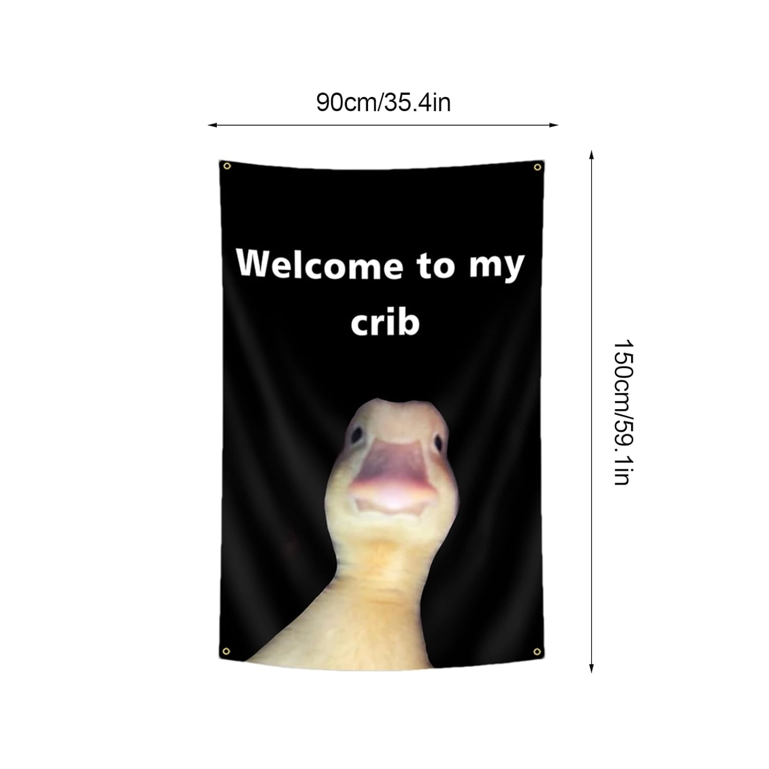 Welcome to My Crib, Duck Flag Wall Tapestry Hangable with Brass Grommets, Bedroom Decorations, Home Decor, Funny Posters, Indoor Outdoor Backdrop for College Dorm image number 3