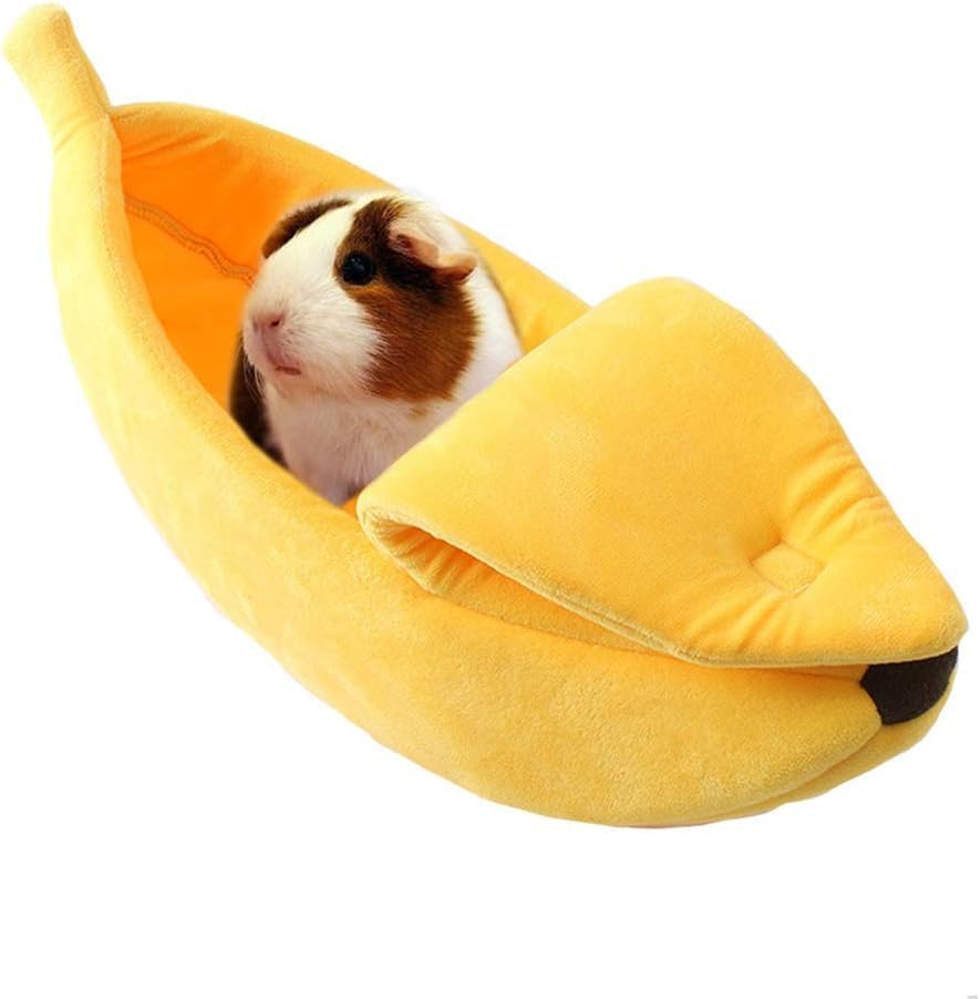 Cute Pet Banana Shaped Warm Cat Nest Dog Nest Semi Closed Pet Nest Hamster Nest Pet Bed Sleeping Mat (Yellow, XL) image number 5