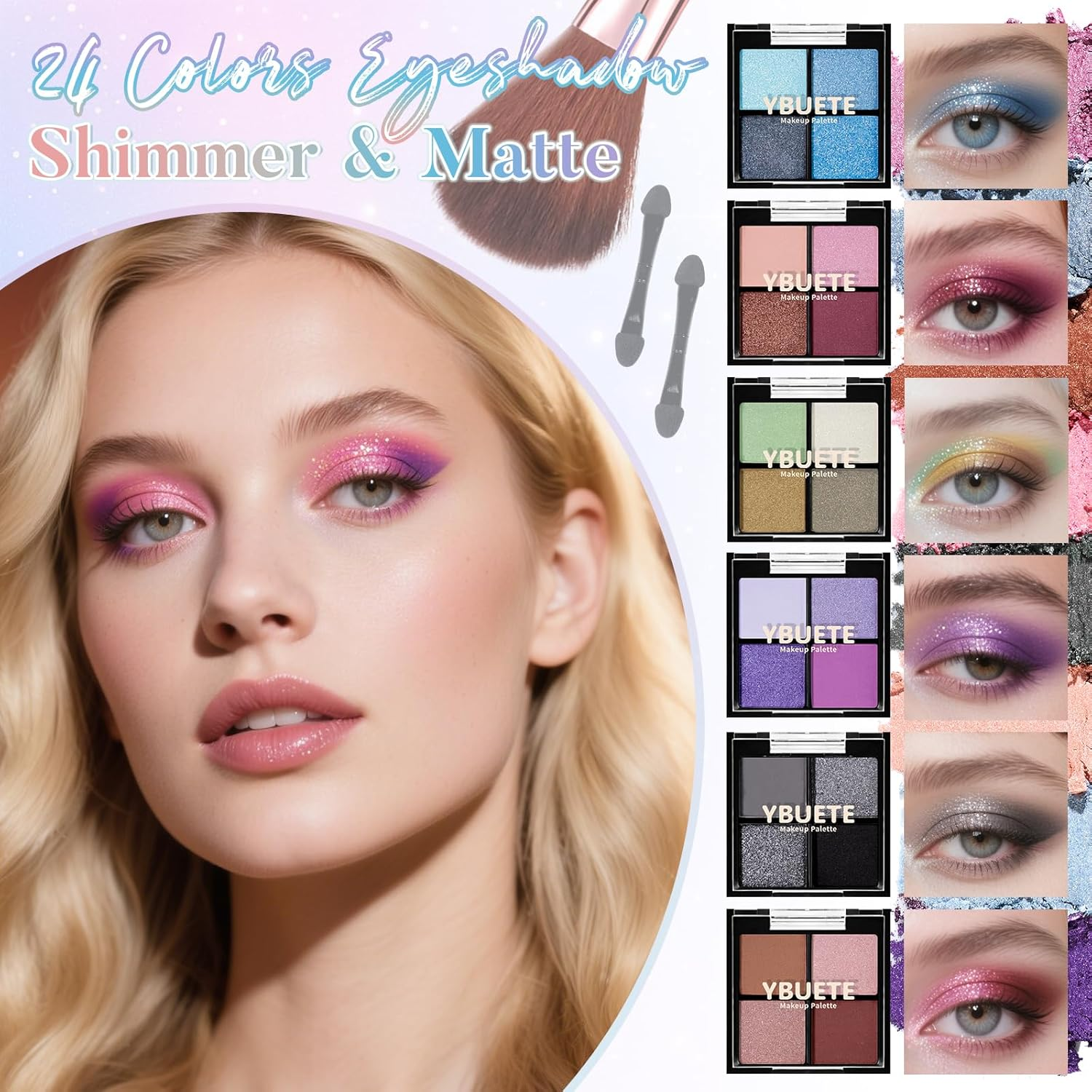 Beginner Makeup Kit for Teen Girl Women, Makeup Present for Her, Set with Cosmetic Train Case Included Eyeshadow Blush Lip Gloss Lip Liner Mascara Eyeliner Mirror (Pink) image number 1