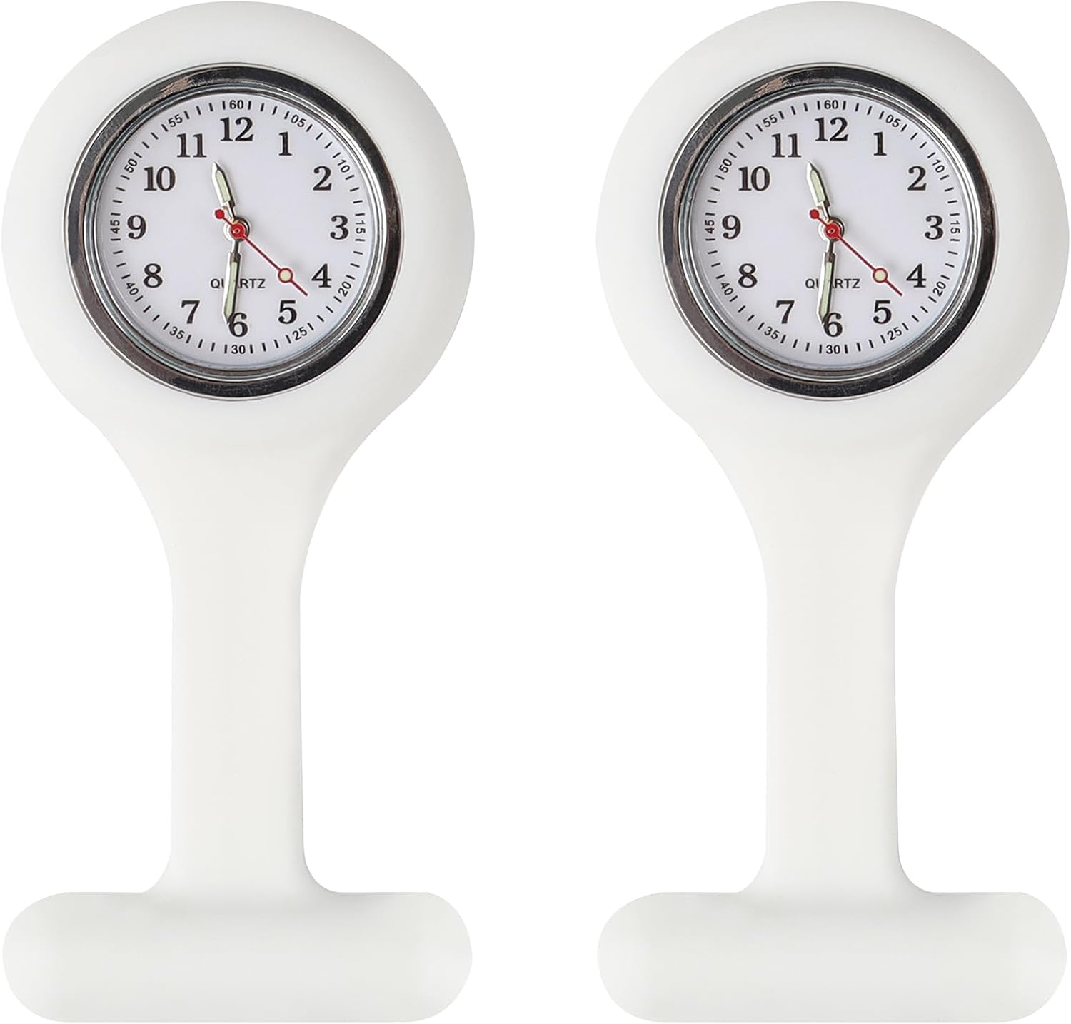 JUNART 2Pcs Nurse Watch Brooch Silicone Band with Pin Clip Luminous Hand, Detachable Fob Watch Easy to Sanitise for Hospital Nurse Doctor, Clinic and on the Go image number 5