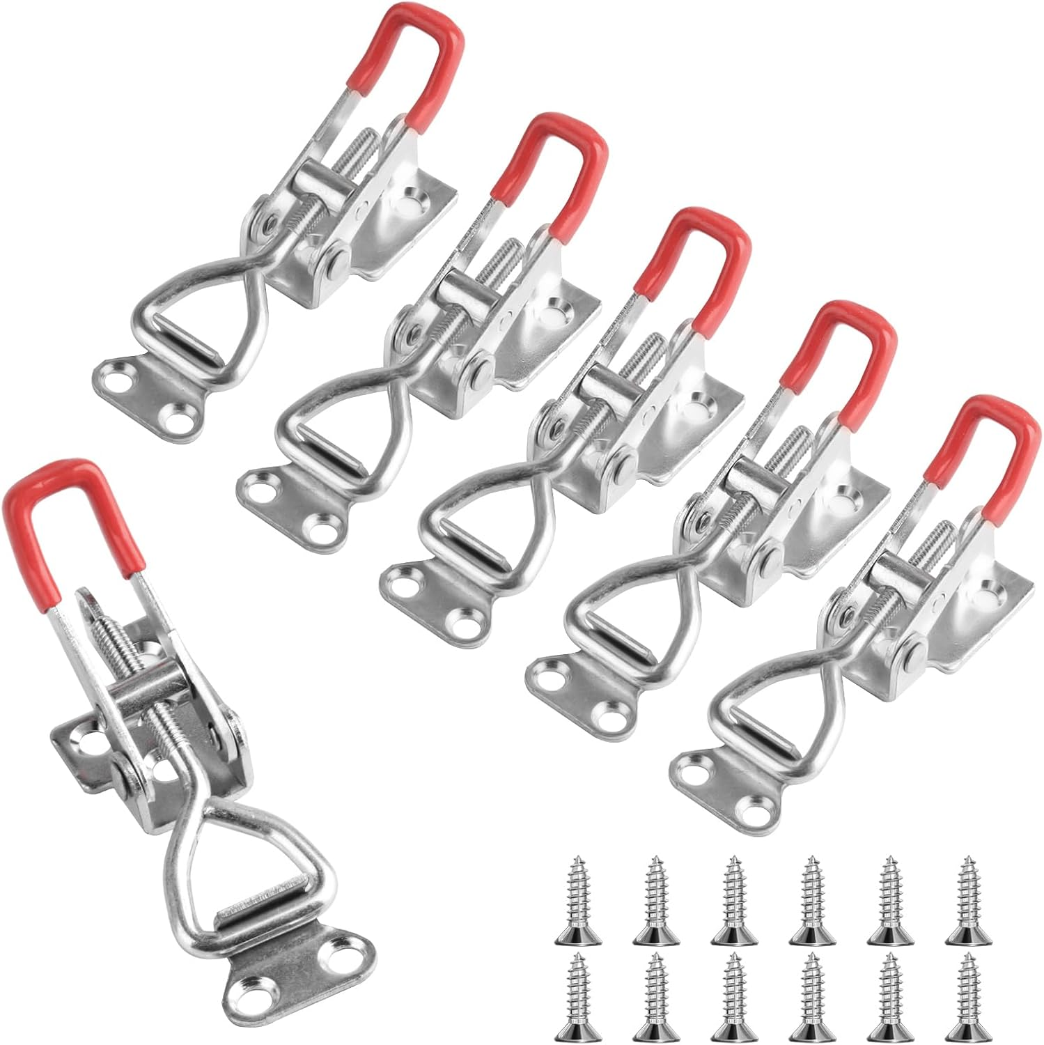 Pack of 6 Crate Lock Tension Clasp, Metal Snap Closure, Side Wall Lock, Adjustable Lever Lock, Lever Lock for Boxes, Cupboards, Locking Hooks, Door Latches, Holds 100 Kg image number 1