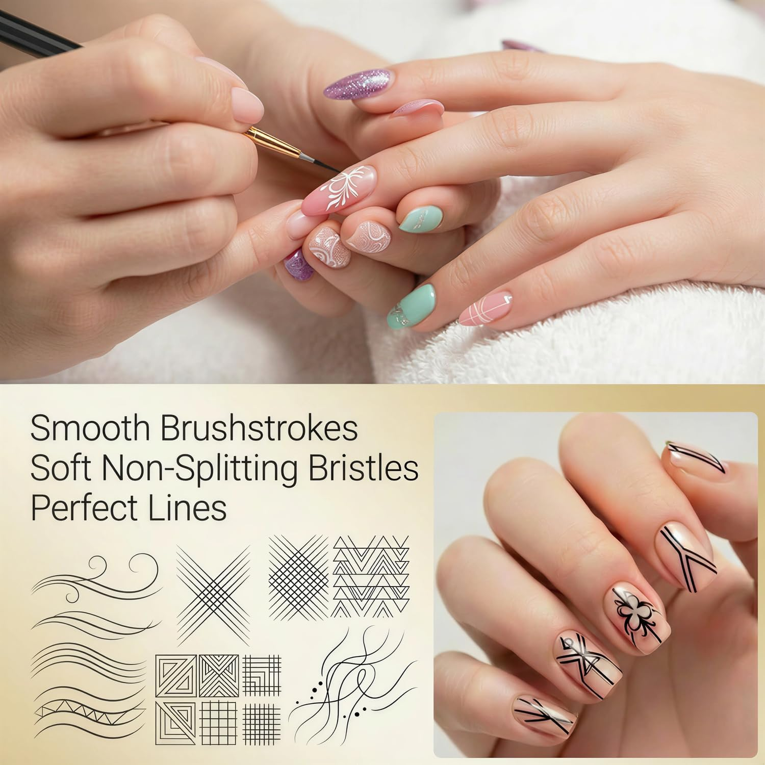 Nail Art Brushes Set,5Pcs Nail Art Liner Brushes for Fine Painting Diy, 3Pcs Nail Clean up Brushes for Clean Gel Mistake on the Cuticles,Nail Design Tools image number 1