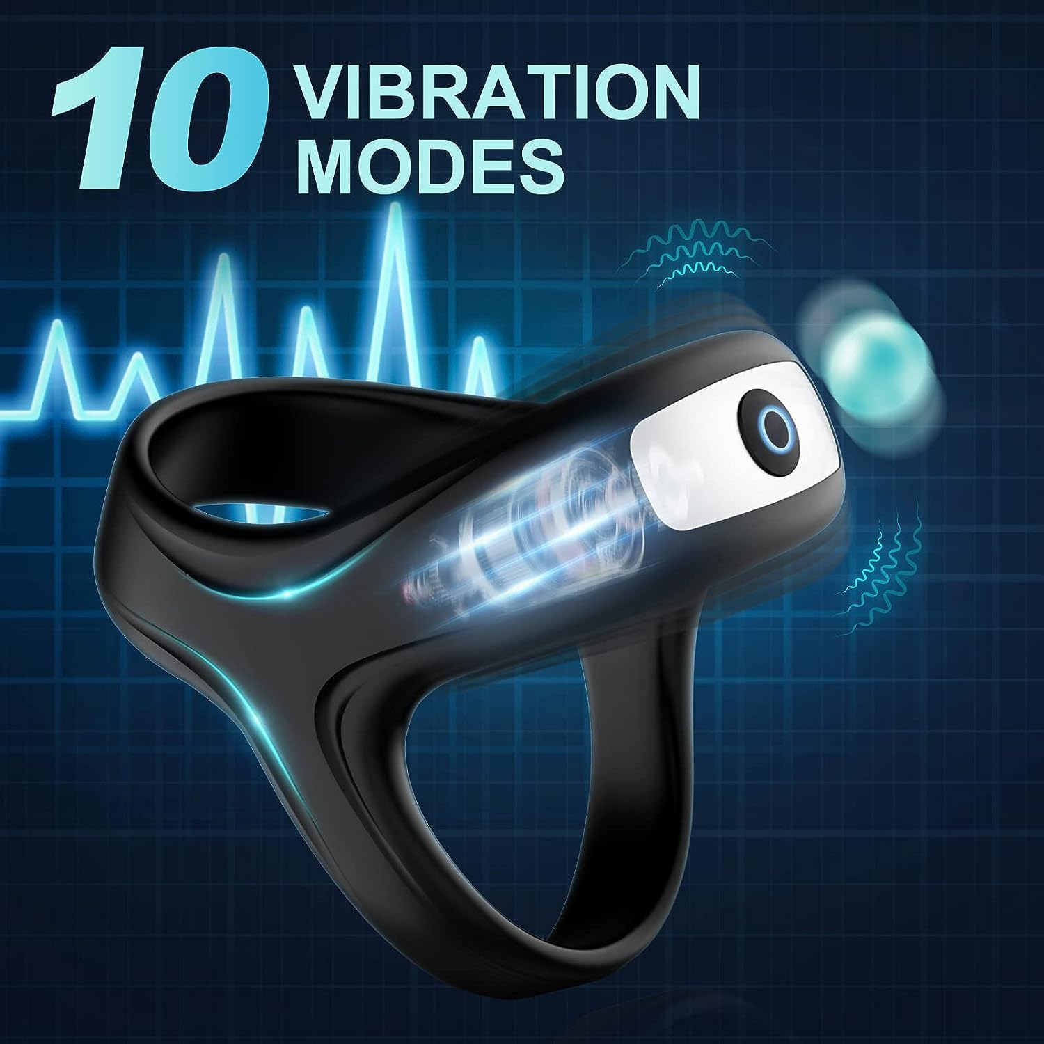 Vibrating Cock Ring Vibrator, 10 Vibration Modes, Silicone Stretchy Couples Vibrator Erection Enhance Delay Ejaculation Pleasure, Clitoral G Spot Vibrator Stimulator for Women, Rechargeable Adult Sex Toys image number 3