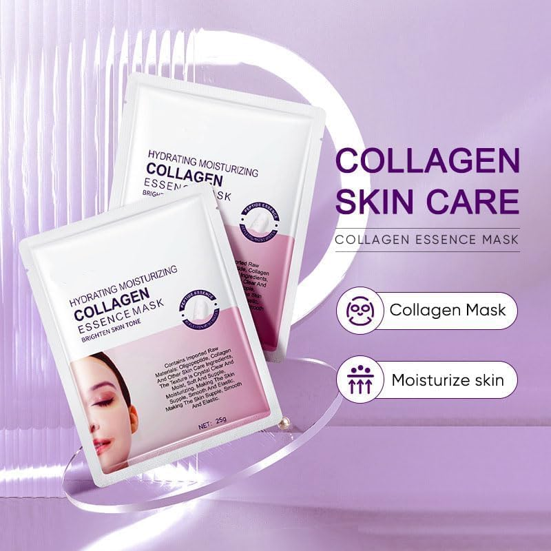 Skinqueen Bio Collagen Face Mask, Bio-Collagen Real Deep Mask, Hydrating Moisturizing Collagen Essence Mask, Bio Collagen Face Mask Overnight, Collagen Overnight Mask (10 PCS) image number 5