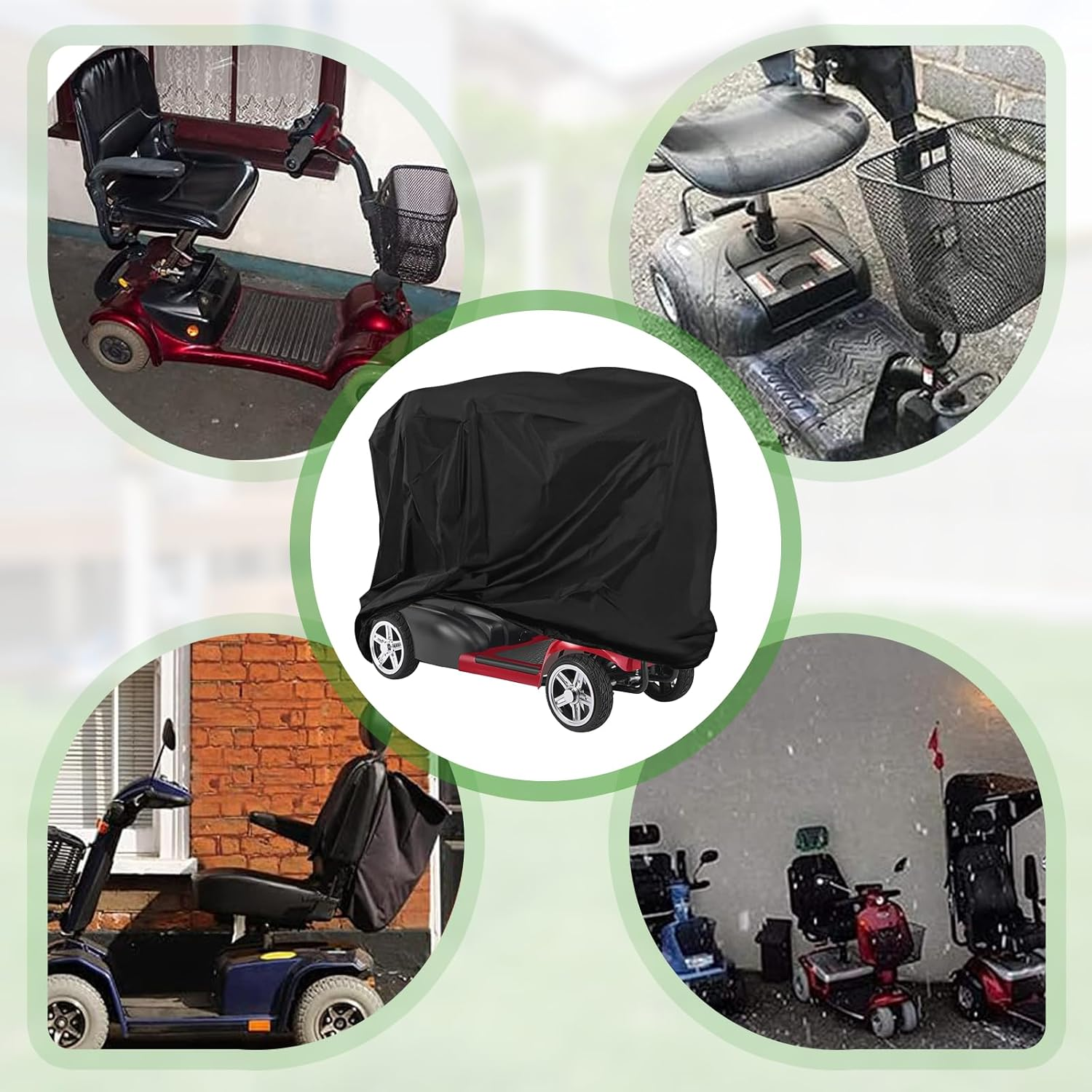 Mobility Scooter Cover,Waterproof Scooter Cover Wheelchair Cover for Storage,Mobility Scooter Accessories for All-Weather Outdoor Protection Dust Cover - 55"X 26" X 36" (L X W X H) image number 6