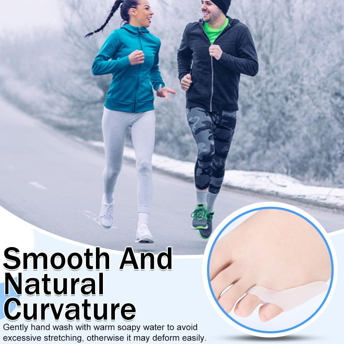 3 Pairs Small Toe Separator, Crimped Small Toe, Gel Toe Separator Klener Toes (White/Khaki/Transparent) image number 3