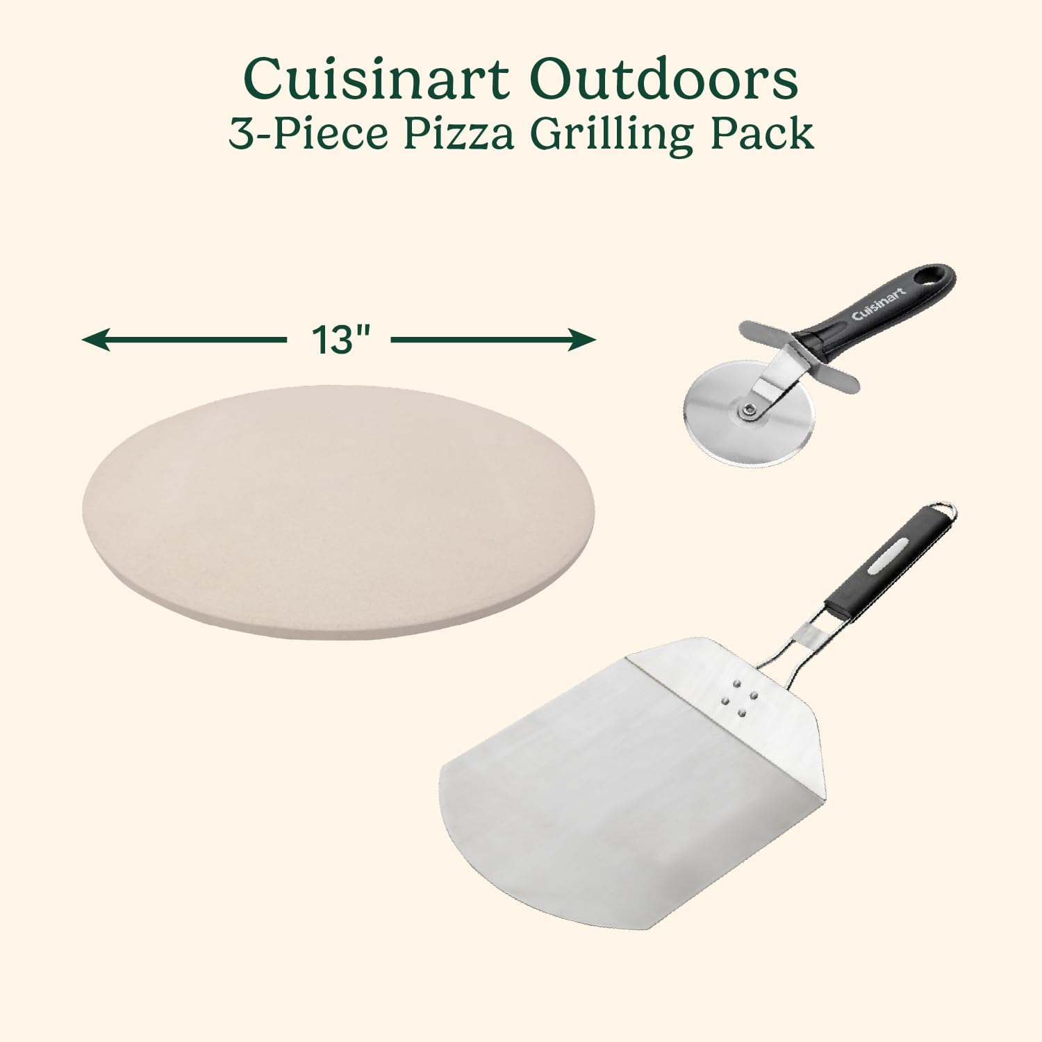 Cuisinart CPS-445, 3-Piece Pizza Grilling Set, Stainless Steel image number 1
