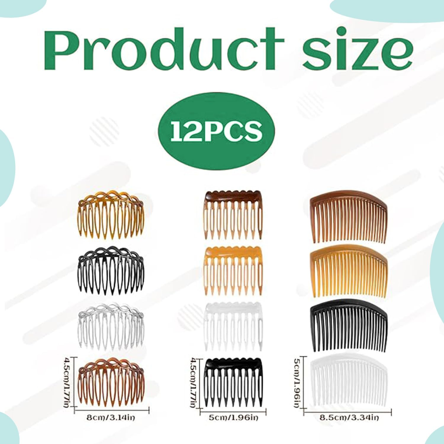 Roczential Comb Clip, Small French Comb, Hair Combs, 12 Pieces Plastic Teeth Hair Combs, Accessories for Women Bridal Wedding Veil Girls Thick and Fine Hair, Plastic Hair Twist Decorative Comb. image number 6