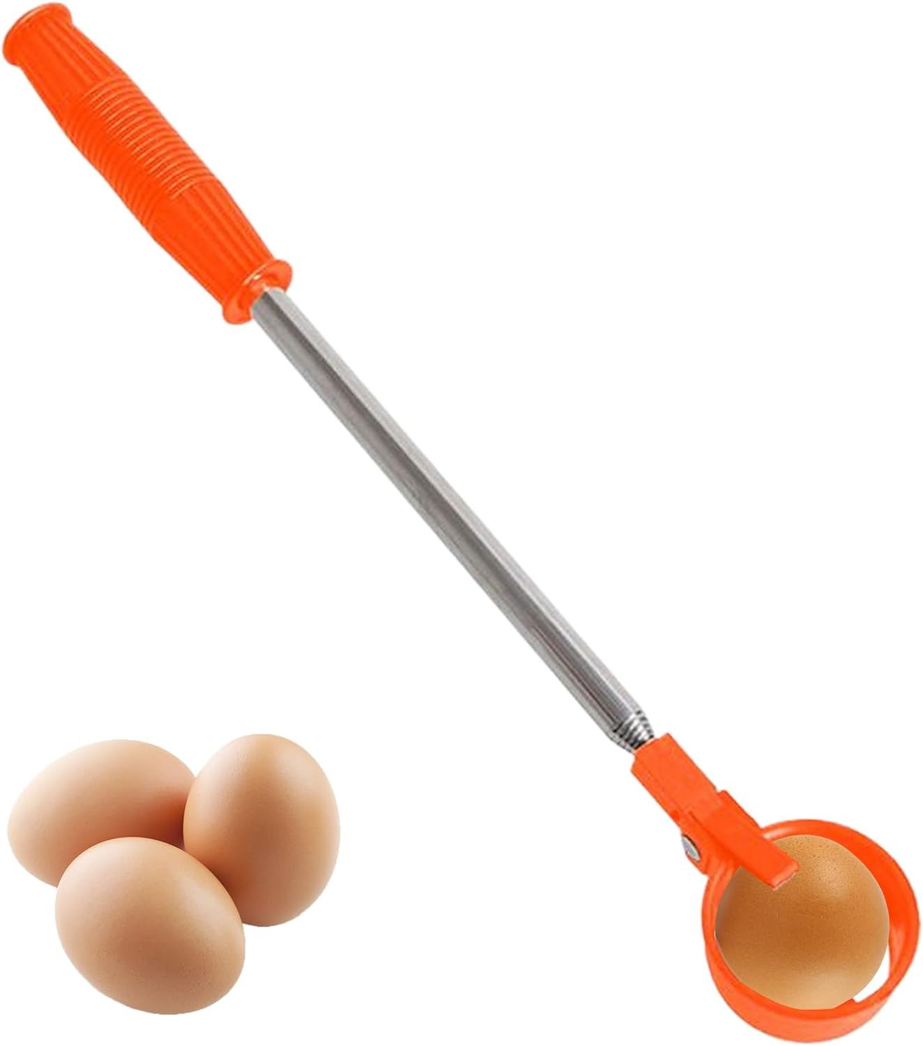 Grabber for Chicken Eggs - Extendable Long Egg Grabber,Pick up Equipment, Stainless Steel Reaching Collector for Coop Yard Orchard Farm Poultry Nest Garden