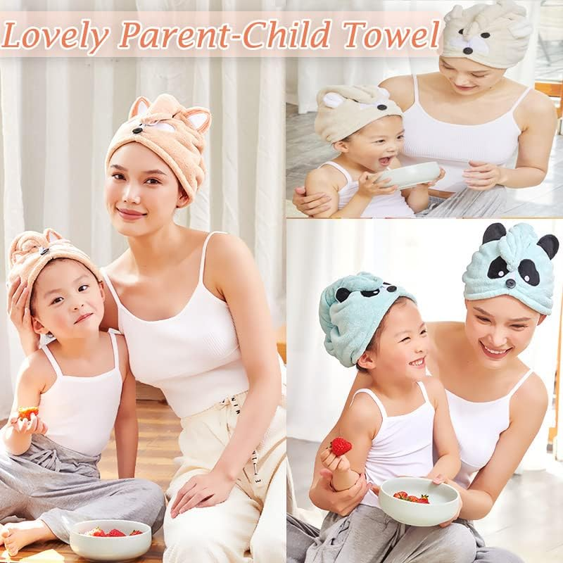 Anti-Frizz Kids Hair Towel Absorbent Quick Drying Girls Hair Turban Towel with Button Wet Hair Dryer Cap Ultra Soft Hair Drying Towel Wrap Twist Hat for Curly, Long Hair and All Hair Types,S,Pink image number 3