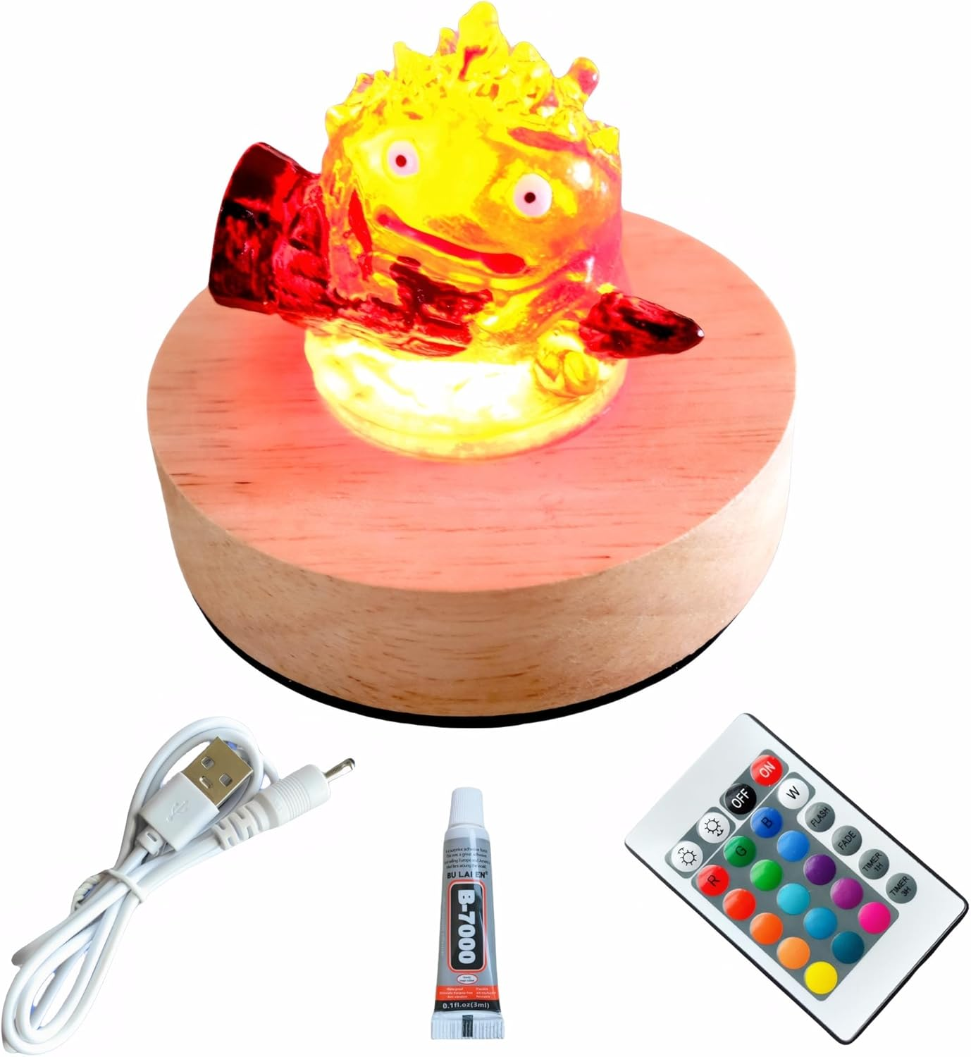 ORALEAF Calcifer Night Light with Remote Control - Multi-Color Adjustable LED Lamp Statue Inspired by Howl'S Moving Castle image number 4