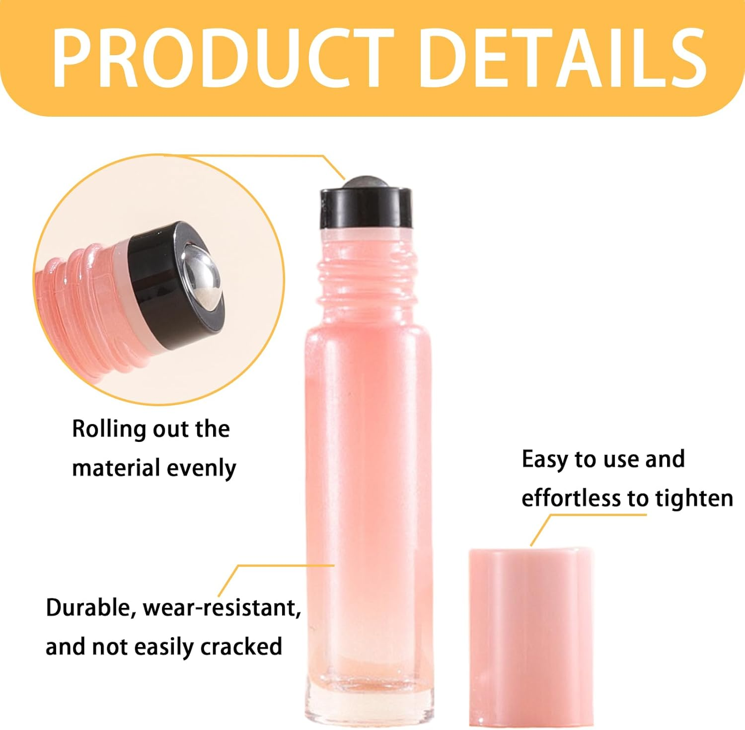 6 Pieces of 10Ml Glass Essential Oil Roller Bottles, Color Gradient Ball Bottles That Can Be Refilled, with Stainless Steel Balls and Caps - Travel Portioned Perfume Essential Oils image number 1
