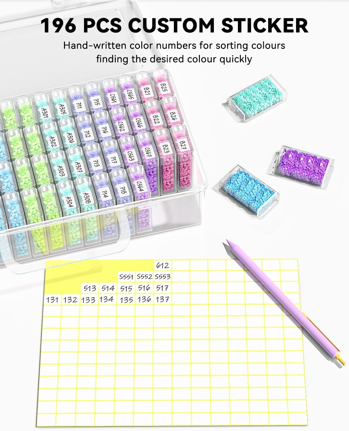 ARTDOT 64 Jars Diamond Painting Storage Containers Kits, Portable Diamond Art Accessories for Beads Rhinestones Jewelry Nail Art Sequins image number 4