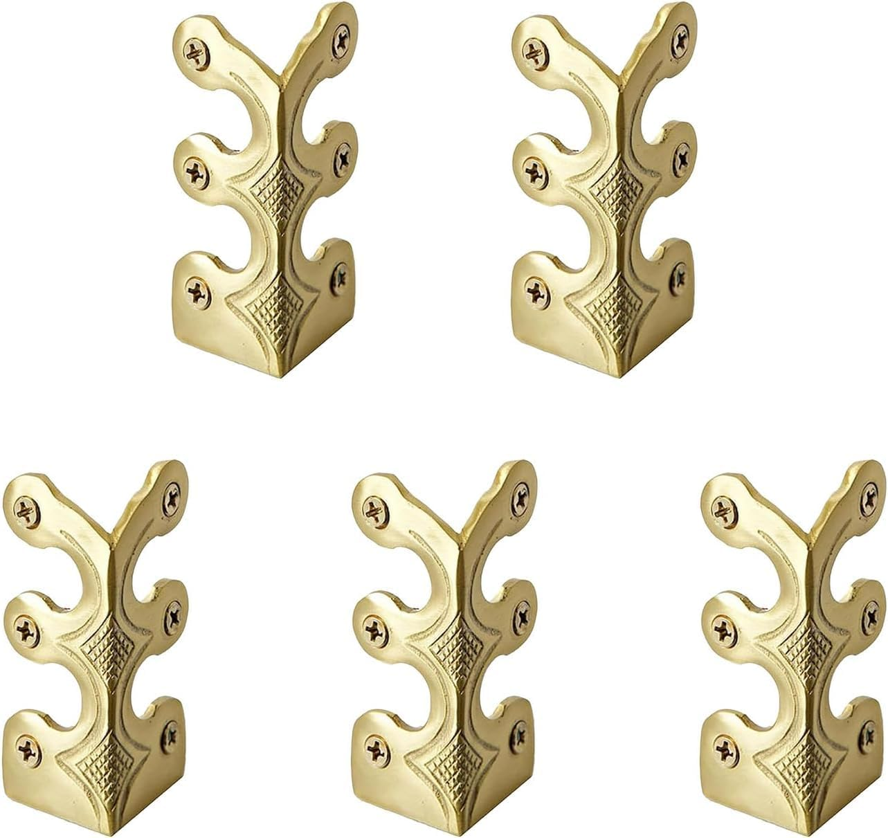 5 Pcs Gold Baseboard Corner Protectors for Decorative Protection, Vintage Metal Brass image number 2
