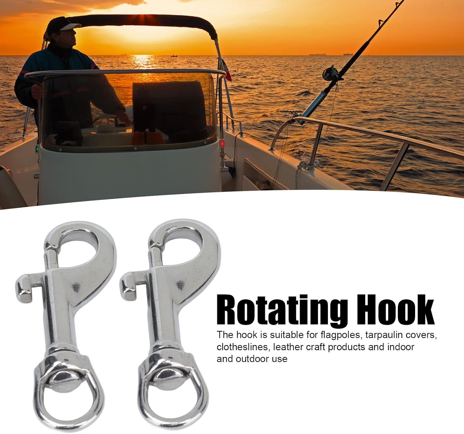 2 Pieces Universal Heavy Duty 316 Stainless Steel 65Mm Swivel Snap Hook for Diving Marine Applications Stainless Steel Clips Hardware Industrial Single Bolt