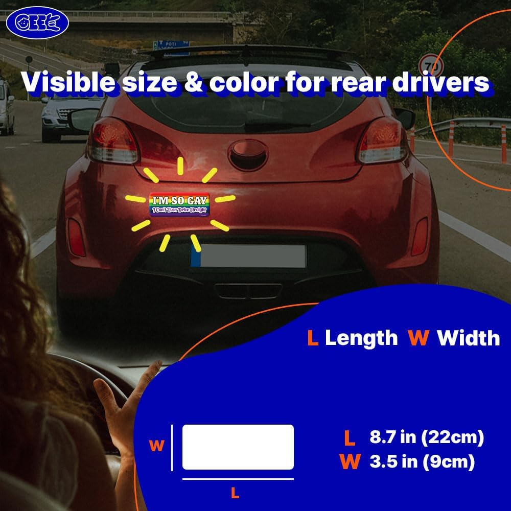 GEEKBEAR I'M so Gay I Can'T Even Drive Straight Car Magnet - 8.7 X 3.5 In image number 1