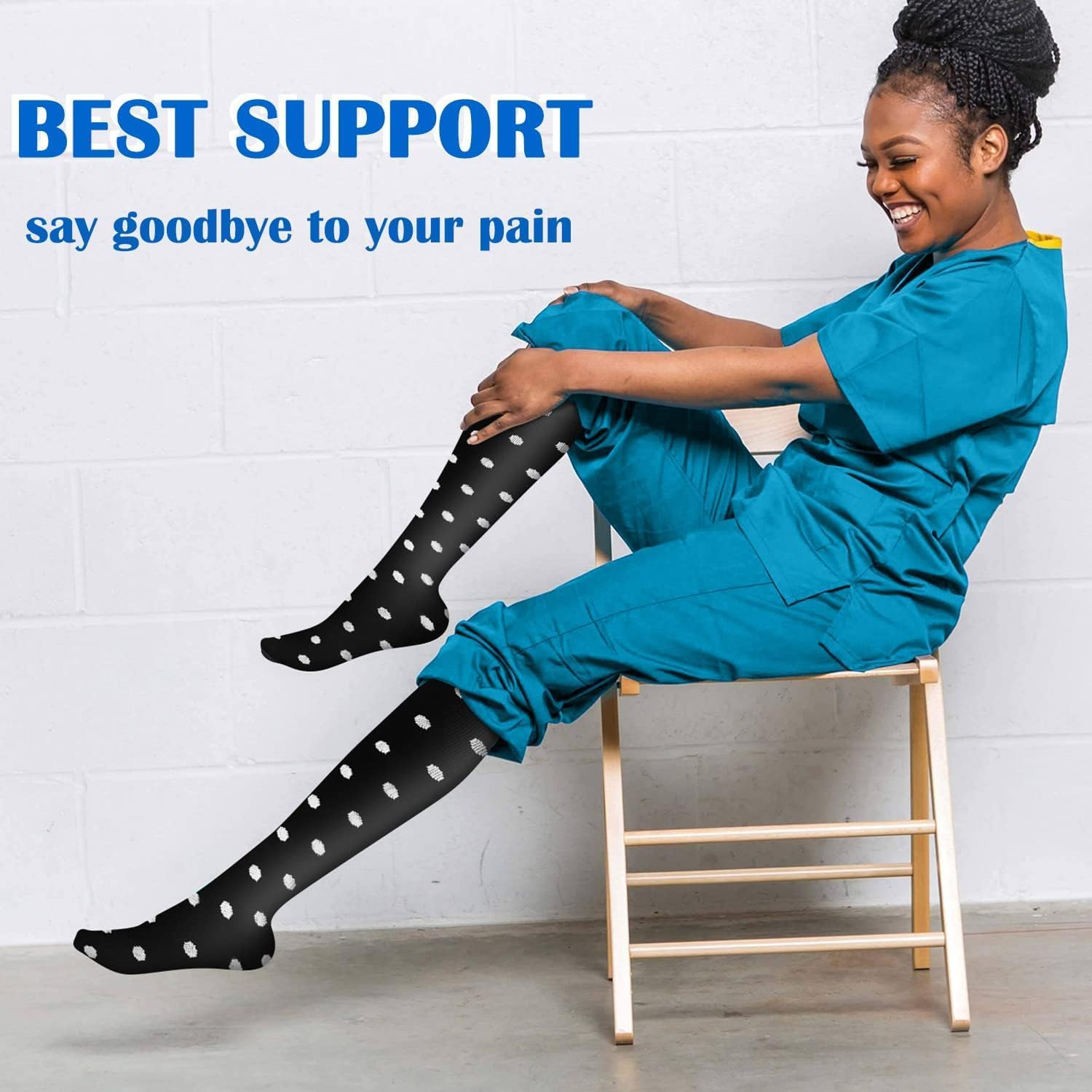 Compression Socks for Women & Men Circulation (6 Pairs) 15-20 Mmhg Is Best Support for Athletic Running Cycling image number 4