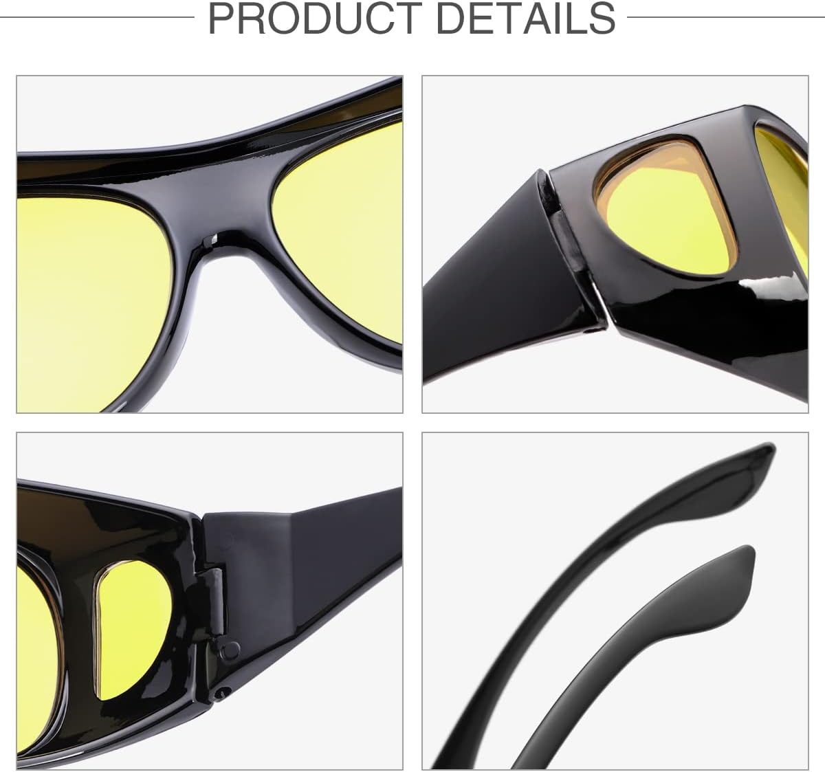 Night Vision Glasses for Men Women Polarized Driving Sunglasses Shield Wraparound Fit over  Eyewear anti Glare image number 3