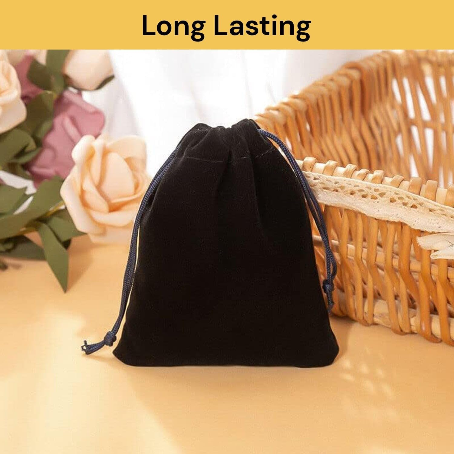 EZONEDEAL 50 Pcs Velvet Drawstring Bags, Velvet Bags for Jewelry, Gift, Wedding Favors, Candy Bags, Party Favors, Velvet Drawstring Cloth Jewelry Pouches, Wedding Gift Bag (Black) (20X30Cm) image number 1