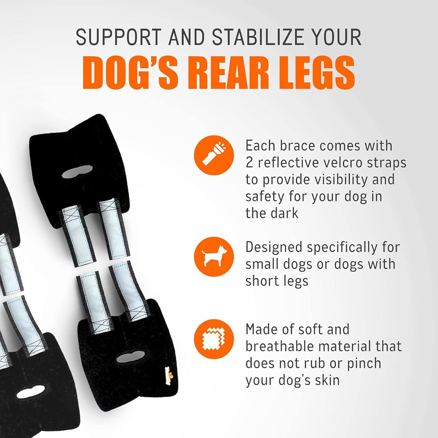 2 Pcs Dog Knee Brace for Torn ACL Hind Leg and Luxating Patella, Canine Rear Hock Joint Support, Joint Injury and Sprain Protection, Removable Design，Pet Joint Protection Cover. (S) image number 6