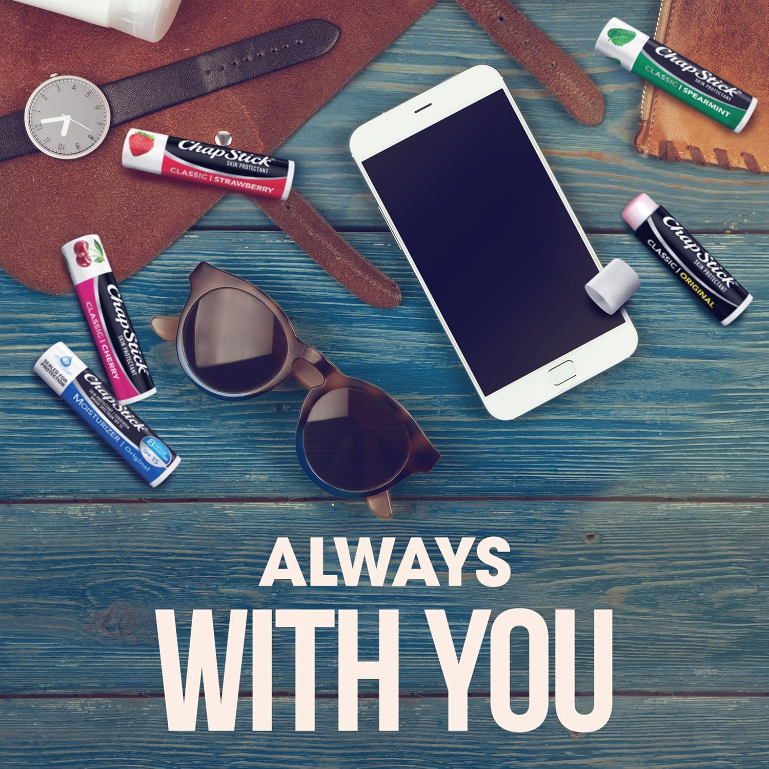 Chapstick Classic Collection Lip Balm Pack, Original, Cherry, Strawberry & Lip Moisturizer - Great Gifts for Women & Men and Stocking Stuffers,3 Count,Pack of 5