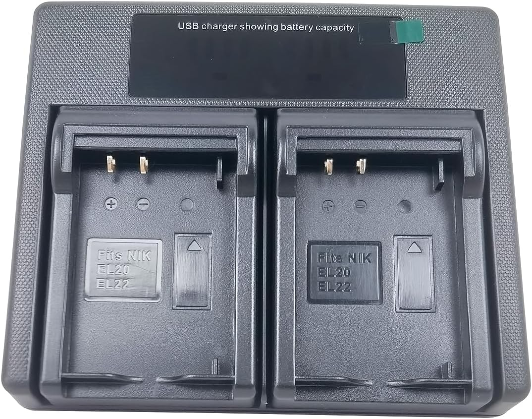 USB Dual Battery Charger for Nikon EN-EL20 En-El20A MH-27 Mh-27A EN-EL22 MH-29 Mh-29A Nikon One 1 J1/1 J2/1 J3/1 S1/1 V3 COOLPIX P1100 P1000 P950 a AW1 DL24-500 Camera image number 2