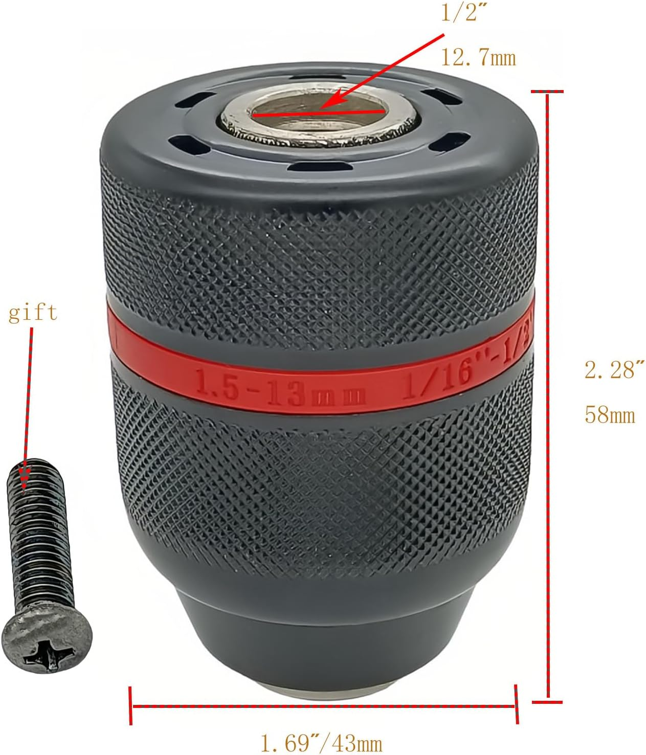 2-13MM Keyless Type Drill Chuck,1/2-20Unf Hand Drill Chuck Conversion Tool, Replace for Makita Bosch Hitachi Metabo Tool image number 2