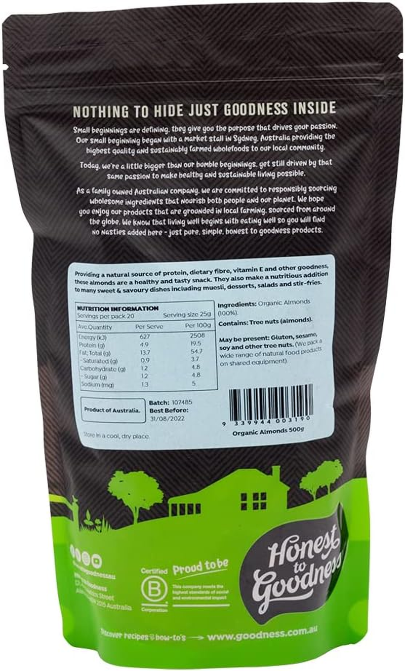 Honest to Goodness Organic Raw Almonds 500 G image number 3