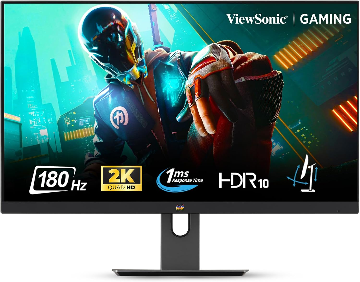 Viewsonic VX2758A-2K-PRO-4 27 Inch Gaming Monitor, QHD 2560X1440P, IPS, 180Hz 1Ms, AMD Freesync and NVIDIA G-Sync Compatible, HDMI & Displayport, Height/Tilt/Swivel/Pivot Ergonomic image number 2
