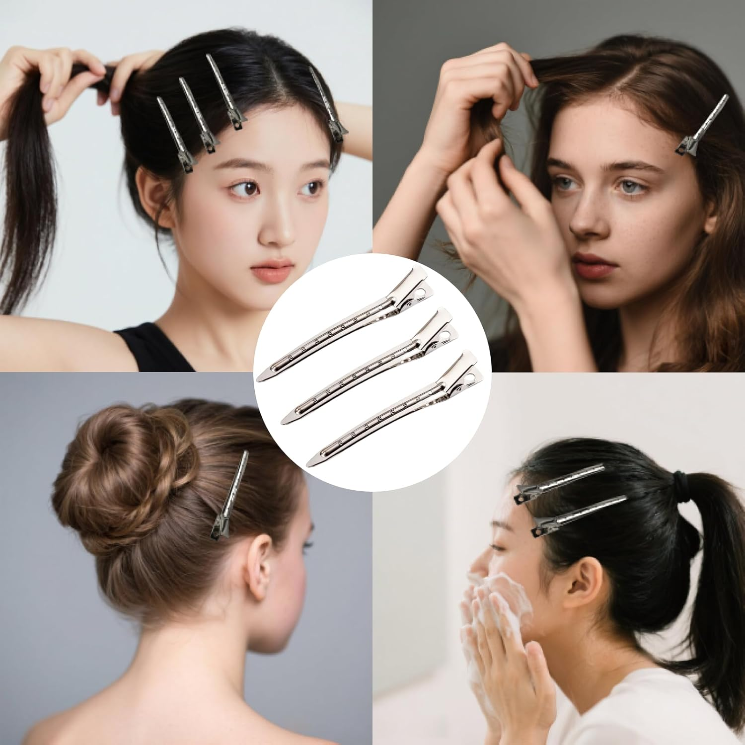 Fortuneglobe 40 Pcs Metal Duck Billed Hair Clips (3.5 Inch) - Professional Hair Styling Sectioning for Cutting, Bleaching & Dyeing - Hairdressing Clips​​ image number 2