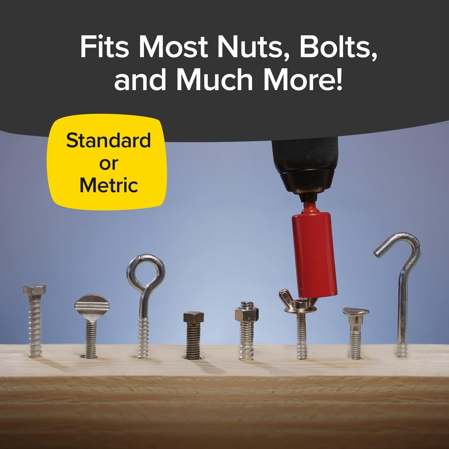 Red Dog Socket W/Bonus Drill Adapter AS-SEEN-ON-TV, Fits Most Nuts, Bolts, Use with Most Socket Wrenches & Power Drills, Steel Rods Retract to Form Almost Any Shape, Standard or Metric, 2 In. image number 4