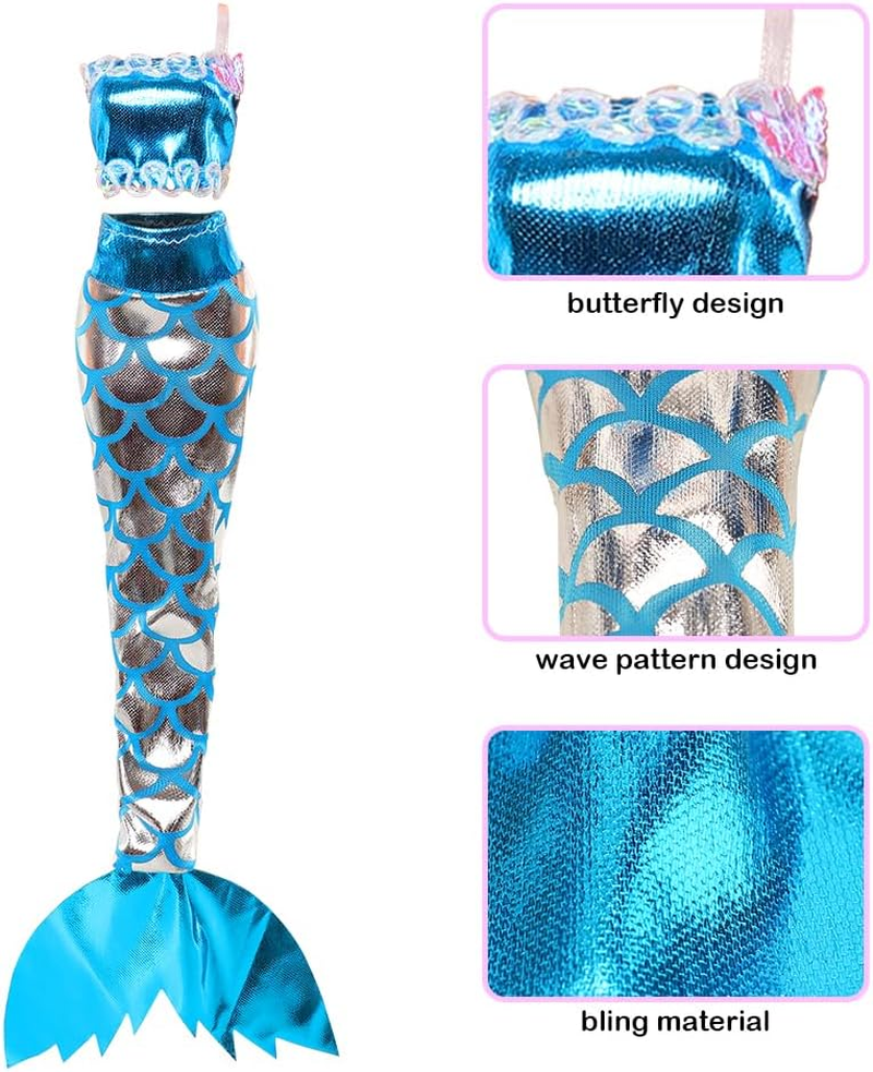 Barwa 4 Swimsuits + Pajamas + 2 Mermaid Dresses + Lifebuoy + Towel + 8 PCS Shoes + 8 Accessories for 11.5 Inch Dolls image number 3