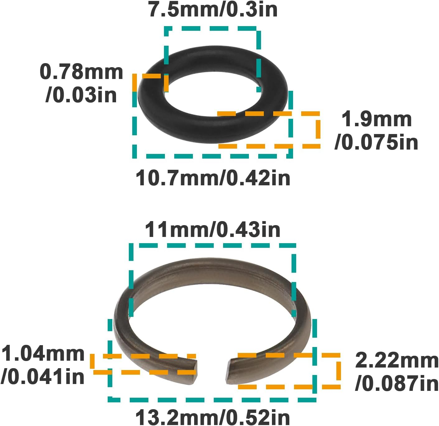 10 Sets Impact Wrench Socket Retainer Retaining Ring with O-Ring Suitable with 1/2 Inch Impact Wrench Tool Parts and Accessories image number 1
